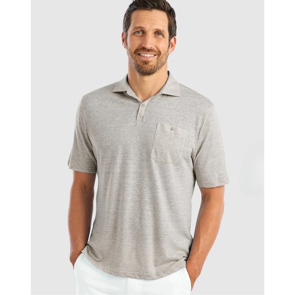 Johnnie-O | Men | Hangin' Out Castaway Gray Cotton Linen Blend Polo Shirt | XL - Picture 12 of 12